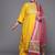 Mustard floral embroidered cotton kurta trouser dupatta set