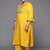 Mustard floral embroidered cotton kurta trouser dupatta set