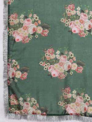 Green floral embroidered cfloraleri silk kurta trouser dupatta set 4