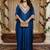 Blue floral embroidered silk blend kurta trouser set