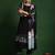 Black floral embroidered cotton kurta trouser dupatta set