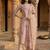 Peach floral printed cfloraleri silk kurta trouser dupatta set