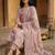 Peach floral printed cfloraleri silk kurta trouser dupatta set