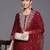 Maroon floral embroidered cfloraleri silk kurta trouser dupatta set