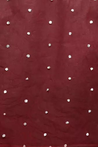 Maroon floral embroidered cfloraleri silk kurta trouser dupatta set