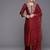 Maroon floral embroidered cfloraleri silk kurta trouser dupatta set