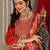 Orange floral embroidered art silk kurta trouser dupatta set