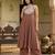 Brown floral embroidered silk blend kurta trouser set