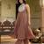 Brown floral embroidered silk blend kurta trouser set