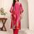 Pink floral printed cfloraleri silk kurta trouser set