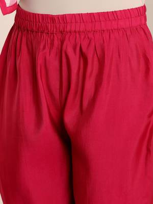 Pink floral printed cfloraleri silk kurta trouser set 3