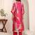 Pink floral printed cfloraleri silk kurta trouser set