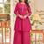 Pink floral embroidered cfloraleri cotton kurta palazzo set