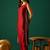 Red floral printed silk blend kurta trouser set