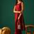 Red floral printed silk blend kurta trouser set