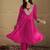 Pink floral embroidered georgette kurta trouser set