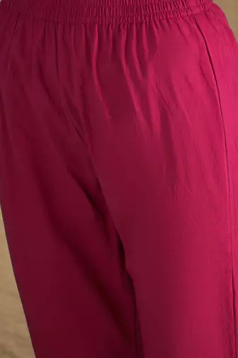 Pink floral embroidered georgette kurta trouser set
