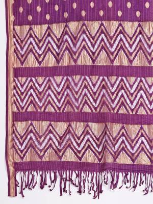 Purple floral printed silk blend kurta trouser dupatta set 3