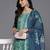 Sea green floral printed silk blend kurta trouser dupatta set