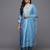 Blue floral embroidered cfloraleri silk kurta trouser dupatta set