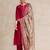 Pink floral printed silk blend kurta trouser dupatta set