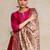 Pink floral printed silk blend kurta trouser dupatta set