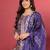Purple floral printed cfloraleri silk kurta trouser dupatta set