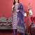 Purple floral printed cfloraleri silk kurta trouser dupatta set