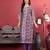 Purple floral printed cfloraleri silk kurta trouser dupatta set