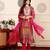 Pink floral printed cfloraleri silk kurta trouser dupatta set