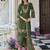 Green floral embroidered cotton kurta trouser dupatta set