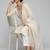 Off white floral embroidered silk blend kurta trouser dupatta set