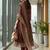 Maroon floral printed cfloraleri silk kurta trouser dupatta set