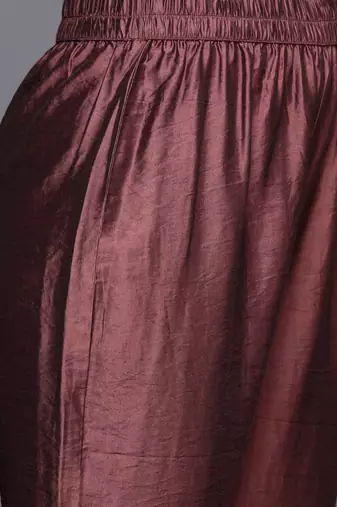 Maroon floral printed cfloraleri silk kurta trouser dupatta set