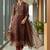 Maroon floral printed cfloraleri silk kurta trouser dupatta set