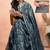 Women's teal geometric print chiffon ready to wear saree | pre draped party wear saree