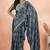 Women's grey geometric print chiffon ready to wear saree | pre draped party wear saree