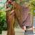 Women's mustard solid chiffon ready to wear saree | pre draped party wear saree