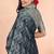 Women's grey geometric print chiffon ready to wear saree | pre draped party wear saree