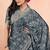 Women's grey geometric print chiffon ready to wear saree | pre draped party wear saree