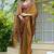 Women's mustard solid chiffon ready to wear saree | pre draped party wear saree