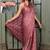 Women's pink stripes print chiffon ready to wear saree | pre draped party wear saree