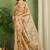 Women's mustard floral print chiffon ready to wear saree | pre draped party wear saree