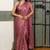 Women's pink stripes print chiffon ready to wear saree | pre draped party wear saree
