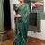 Women's green stripes print chiffon ready to wear saree | pre draped party wear saree