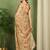 Women's mustard floral print chiffon ready to wear saree | pre draped party wear saree