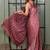 Women's pink stripes print chiffon ready to wear saree | pre draped party wear saree