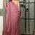 Women's pink stripes print chiffon ready to wear saree | pre draped party wear saree