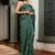 Women's green stripes print chiffon ready to wear saree | pre draped party wear saree