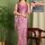 Women's wine floral print chiffon ready to wear saree | pre draped party wear saree